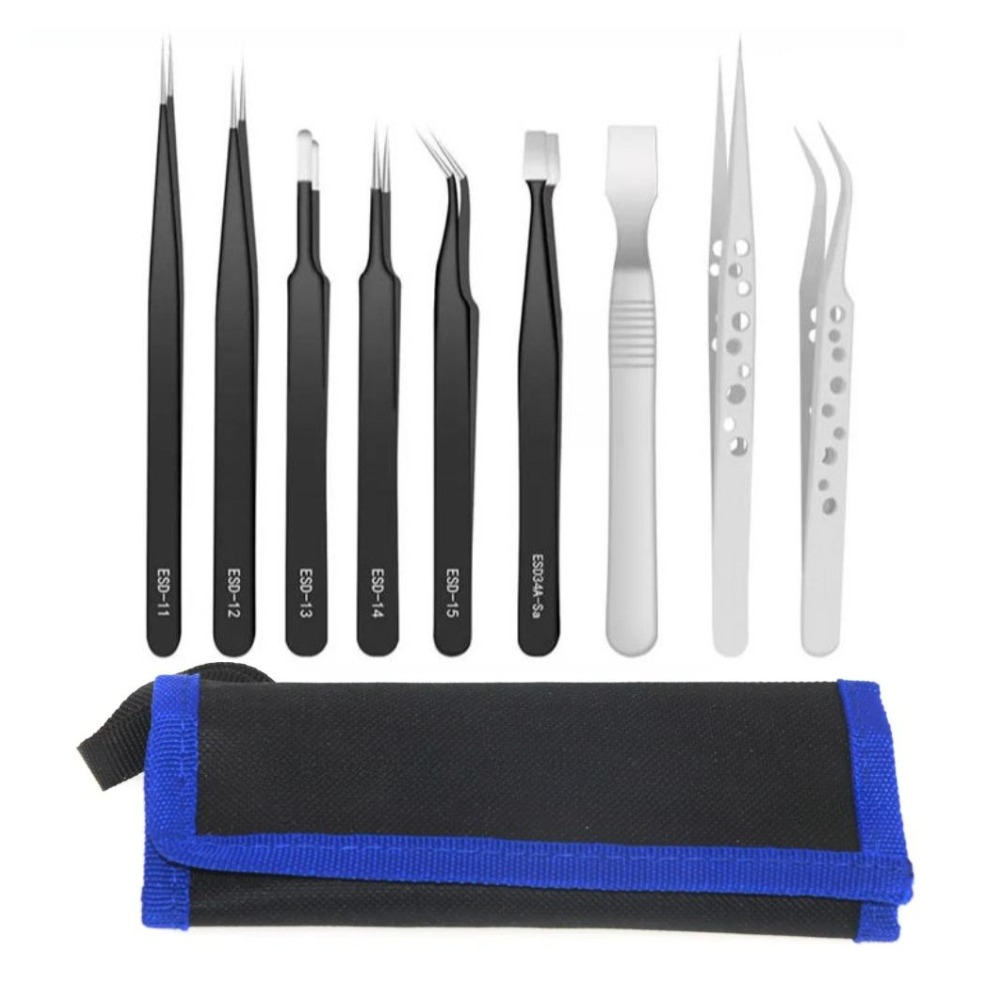 Electronics Repair Tool Kit - 10/9Pcs Tweezers Set Stainless Steel Anti-Static