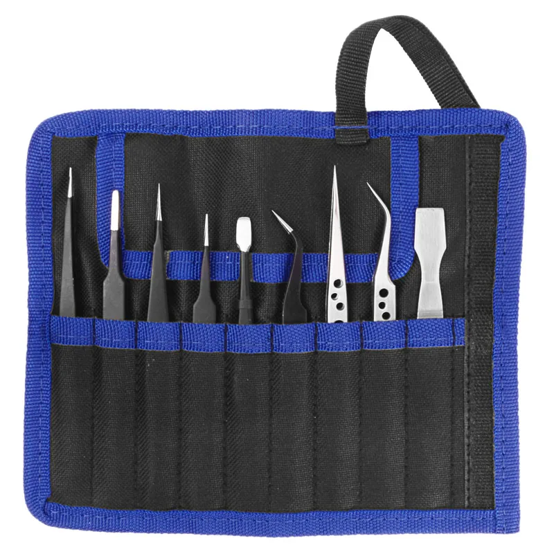 Electronics Repair Tool Kit - 9 Pcs Tweezers Set Stainless Steel