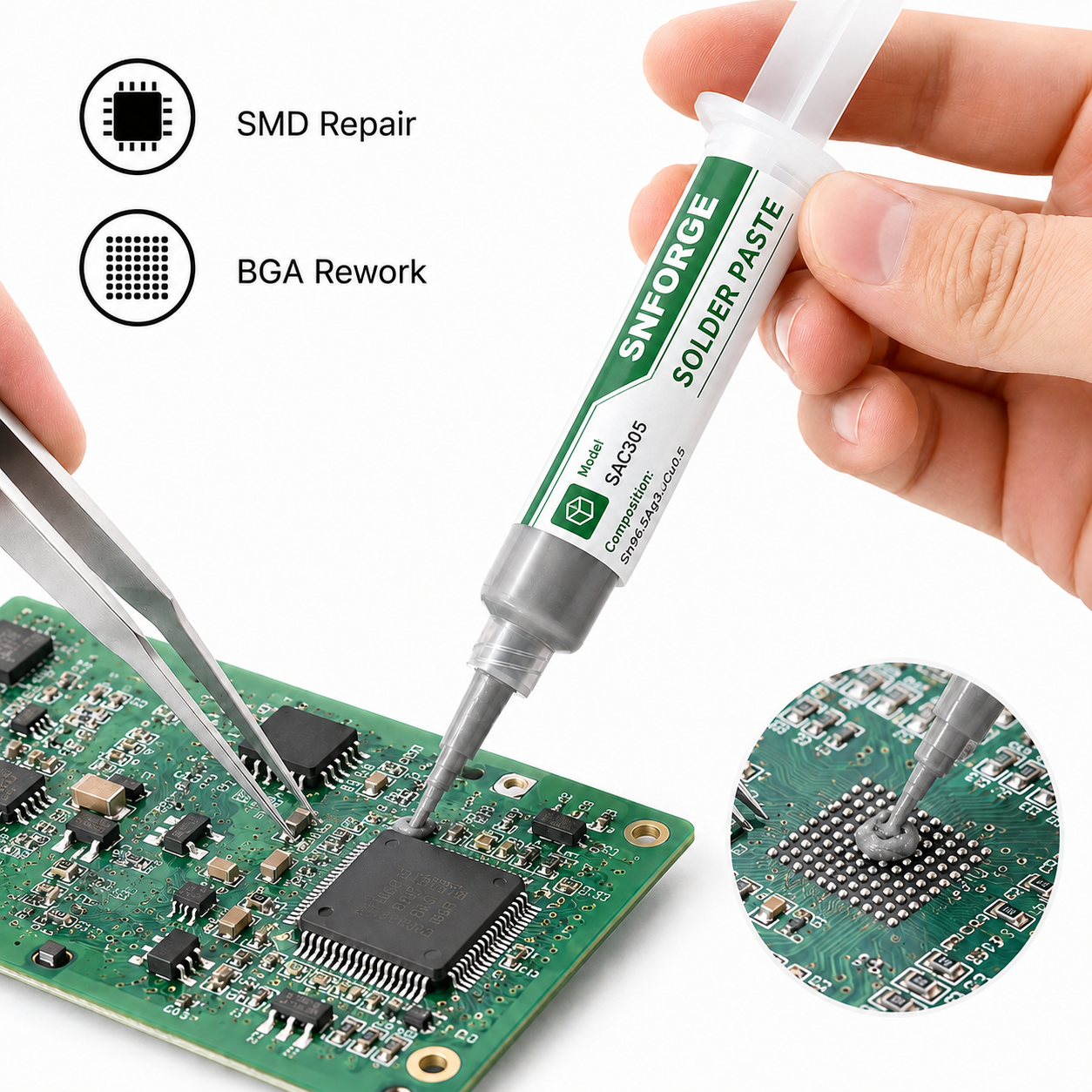 SAC305 Solder Paste Welding Ti - Electronics Repair Shops 评论和价格